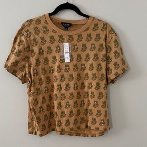 J.Crew Tan embellished broken in T-shirt size XL